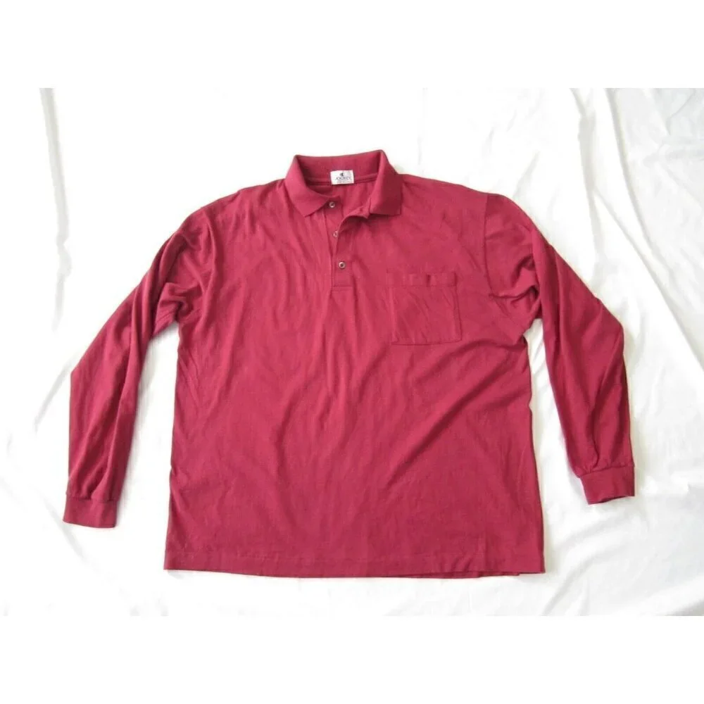 Vtg Men Jockey Cotton Red Long Sleeve Pullover Shirt Sz L (MT271) Made in USA